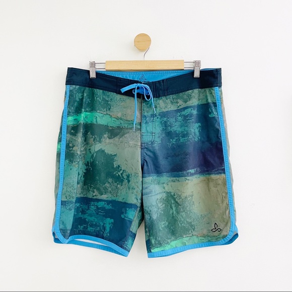 Prana Blue High Seas Board Shorts - Picture 1 of 8